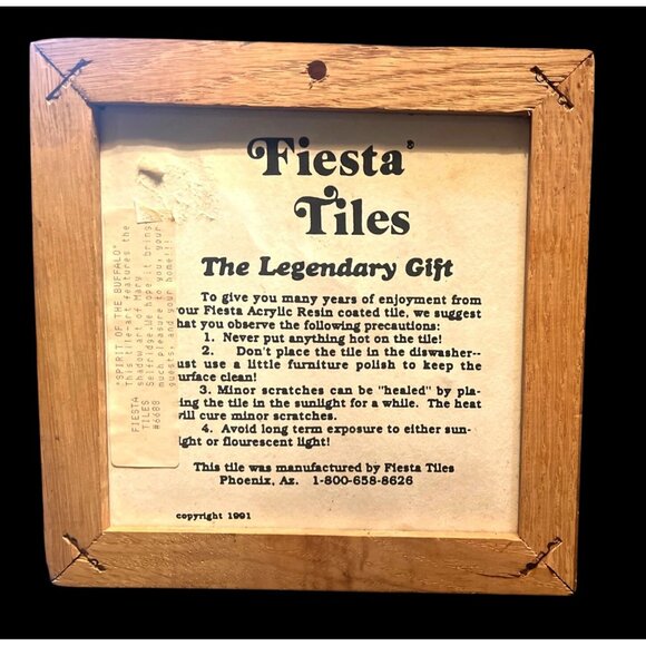 Set Of 2 Framed Fiesta Tiles By Mary Selfridge 1991 7"x7" Acrylic Resin Coated A - Picture 2 of 6